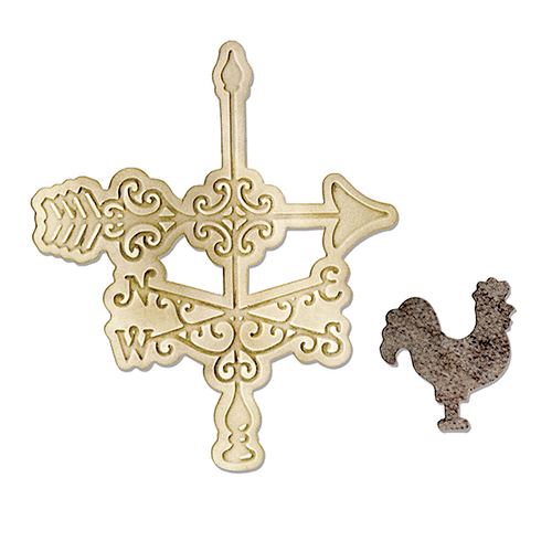 Sizzix - French Farmhouse Collection - Bigz Die and Textured Impressions - Die Cutting Template with Embossing Folder - Weathervane