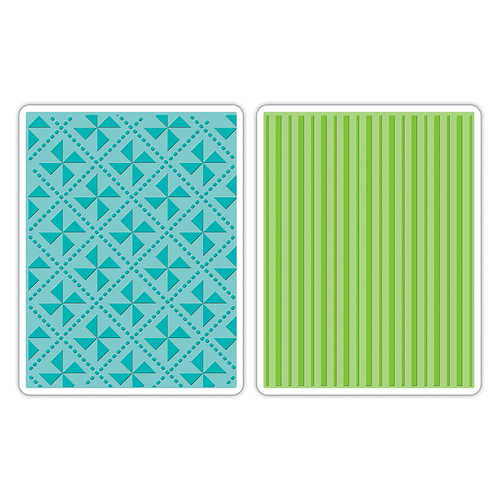 Sizzix - Cherished Collection - Textured Impressions - Embossing Folders - Pinwheels and Stripes Set