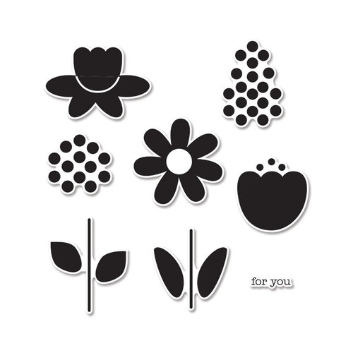 Sizzix - Doodlebug - Framelits - Die Cutting Template and Clear Acrylic Stamp Set - Bloom