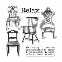Sizzix - Hampton Art - Framelits Die and Repositionable Rubber Stamp Set - Chairs