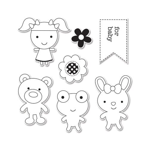 Sizzix - Doodlebug - Framelits Die and Clear Acrylic Stamp Set - Baby Girl