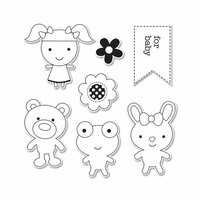 Sizzix - Doodlebug - Framelits Die and Clear Acrylic Stamp Set - Baby Girl