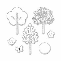 Sizzix - Doodlebug - Framelits Die and Clear Acrylic Stamp Set - Hello Spring