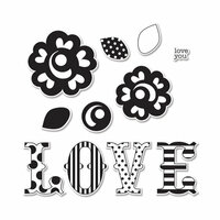 Sizzix - Doodlebug - Framelits Die and Clear Acrylic Stamp Set - Love