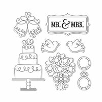 Sizzix - Doodlebug - Framelits Die and Clear Acrylic Stamp Set - Mr and Mrs
