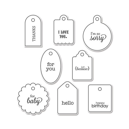 Sizzix - Doodlebug - Framelits Die and Clear Acrylic Stamp Set - Tags