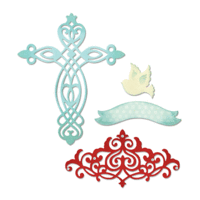 Sizzix - Thinlits Die - Cross, Dove, Banner and Border
