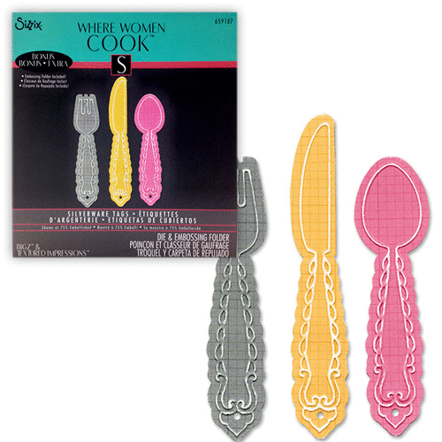 Sizzix - Where Women Cook Collection - Bigz Die with Bonus Embossing Folder - Silverware Tags