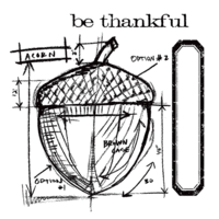 Sizzix - Tim Holtz - Alterations Collection - Framelits Die and Repositionable Rubber Stamp Set - Acorn Blueprint