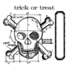Sizzix - Tim Holtz - Alterations Collection - Framelits - Halloween - Die Cutting Template with Clear Acrylic Stamp Set - Skull Blueprint