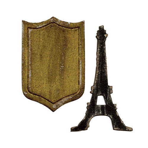 Sizzix - Tim Holtz - Alterations Collection - Movers and Shapers Magnetic Die - Mini Eiffel Tower and Shield