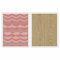 Sizzix - Tim Holtz - Alterations Collection - Texture Fades - Embossing Folders - Drapery and Woodgrain Set