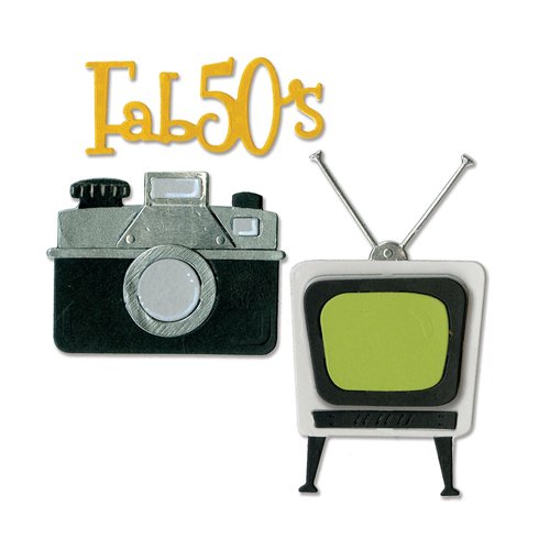 Sizzix - 1950s Collection - Thinlits Die - Retro TV, Camera and Fab 50s