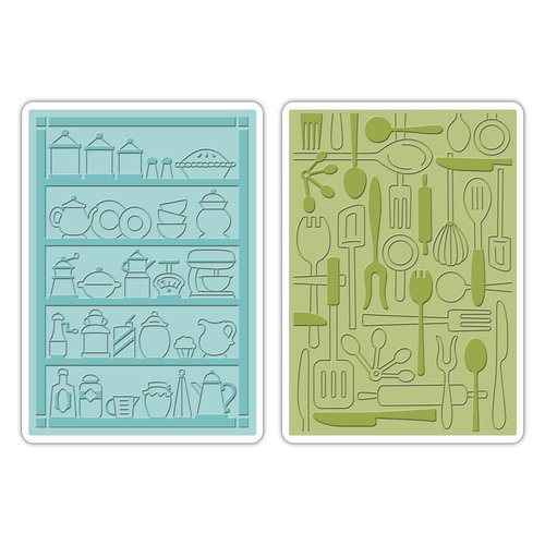 Sizzix - 1950s Collection - Textured Impressions - Embossing Folders - Retro Kitchen Set