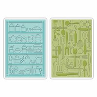 Sizzix - 1950s Collection - Textured Impressions - Embossing Folders - Retro Kitchen Set