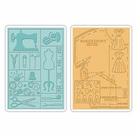 Sizzix - 1950s Collection - Textured Impressions - Embossing Folders - Retro Sewing and Pattern Set
