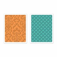 Sizzix - Favorite Things Collection - Textured Impressions - Embossing Folders - Chateau Damask and Veranda Set