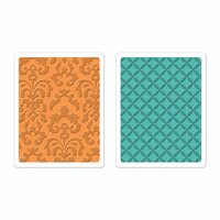 Sizzix - Favorite Things Collection - Textured Impressions - Embossing Folders - Chateau Damask and Veranda Set