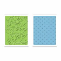 Sizzix - Favorite Things Collection - Textured Impressions - Embossing Folders - Elegant Script and Petite Floral Set