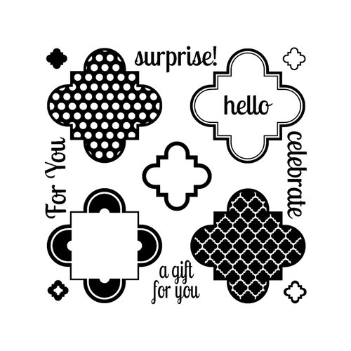 Sizzix - Framelits Die and Clear Acrylic Stamp Set - Playful