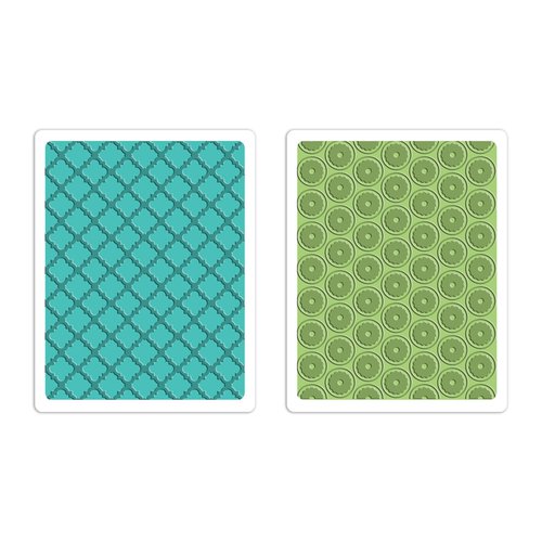 Sizzix - Textured Impressions - Embossing Folders - Playful and Flower Circle Set