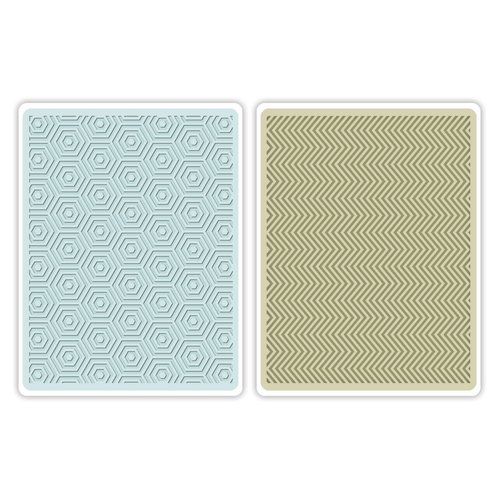 Sizzix - Echo Park - Textured Impressions - Embossing Folders - Hexagons and Chevrons Set