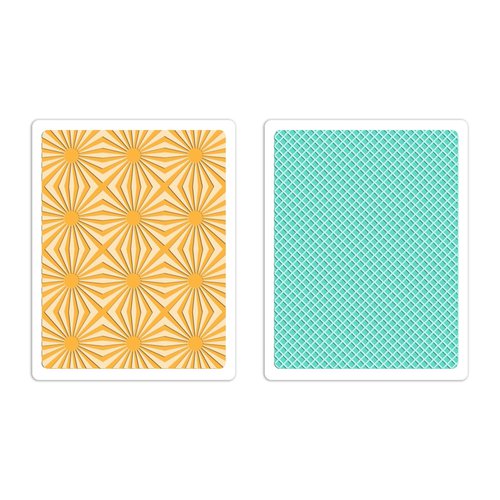 Sizzix - Vintage Kitchen Collection - Textured Impressions - Embossing Folders - Sunburst and Waffle Set