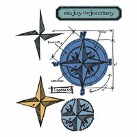 Sizzix - Tim Holtz - Alterations Collection - Framelits Dies and Repositionable Rubber Stamps - Compass Blueprint