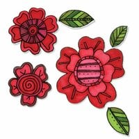 Sizzix - Homegrown and Handmade Collection - Framelits Die and Clear Acrylic Stamp Set - Flowers 5