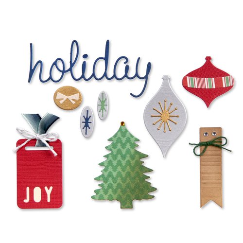 Sizzix - BasicGrey - 25th and Pine Collection - Christmas - Thinlits Die - Icons, Ornaments and Tags