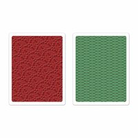 Sizzix - BasicGrey - Textured Impressions - 25th and Pine Collection - Christmas - Embossing Folders - Holly Circle Set