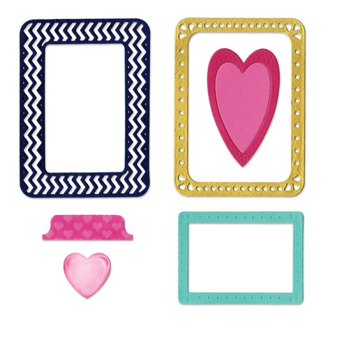 Sizzix - Life Made Simple Collection - Thinlits Die - Frames, Hearts and Tab