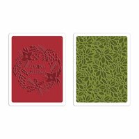 Sizzix - Tim Holtz - Alterations Collection - Christmas - Texture Fades - Embossing Folders - Greetings and Greens Set