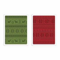 Sizzix - Tim Holtz - Alterations Collection - Christmas - Texture Fades - Embossing Folders - Holiday Knit Set