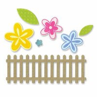 Sizzix - Framelits Die with Clear Acrylic Stamp Set - Flowers and Fence
