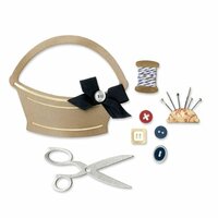 Sizzix - French General Collection - Thinlits Die - Sewing Basket and Supplies