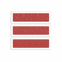 Sizzix - French General Collection - Textured Impressions- Embossing Folders - Buttons, Ruler and Vines Set