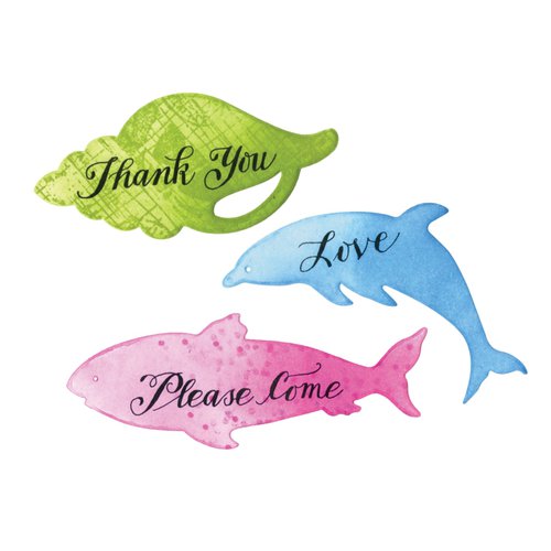 Sizzix - Framelits Die with Clear Acrylic Stamp Set - Sea Animal Sentiments