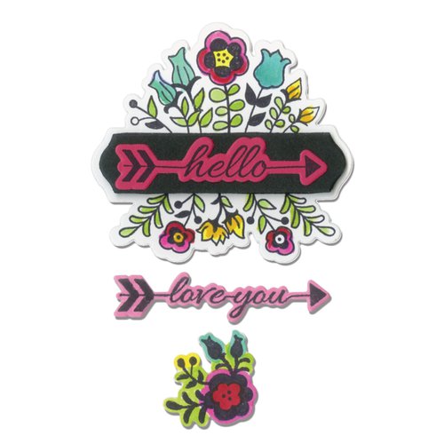 Sizzix - Hello Love Collection - Framelits Die with Clear Acrylic Stamp Set - Love You