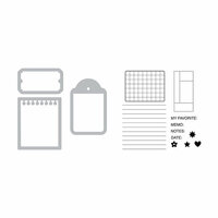 Sizzix - Doodlebug - Framelits Die with Clear Acrylic Stamp Set - Notebook Paper, Tag and Ticket