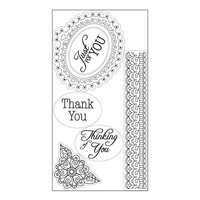 Sizzix - Winter Wishes Collection - Christmas - Interchangeable Clear Acrylic Stamps - Doodle Label with Phrases