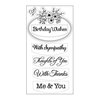 Sizzix - Winter Wishes Collection - Christmas - Interchangeable Clear Acrylic Stamps - Flower Label with Phrases