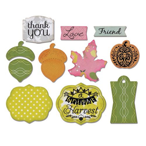 Sizzix - A Bright Harvest Collection - Framelits Die with Clear Acrylic Stamp Set - A Bright Harvest