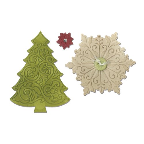 Sizzix - Winter Wishes Collection - Christmas - Bigz Die - Christmas Tree and Snowflake