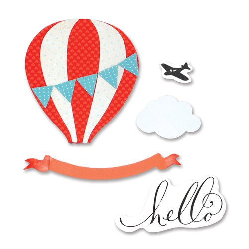 Sizzix - Favorite Things Collection - Framelits Die with Clear Acrylic Stamps - Hot Air Balloon