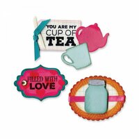 Sizzix - Framelits Die with Clear Acrylic Stamps - Jar and Teapot Sentiments