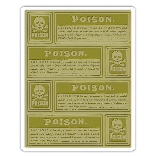 Sizzix - Tim Holtz - Alterations Collection - Halloween - Texture Fades - Embossing Folder - Poison Labels
