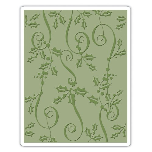 Sizzix - Tim Holtz - Alterations Collection - Christmas - Texture Fades - Embossing Folder - Holly Ribbon