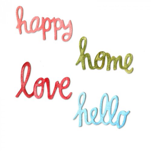 Sizzix - Homegrown and Handmade Collection - Thinlits Die - Circle Words - Love, Hello, Happy and Home