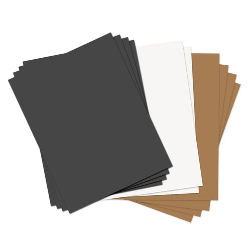 Sizzix - Paper Leather Sheets - 8.5 x 11 - Assorted Basics - 10 pack - Black, Tan and White